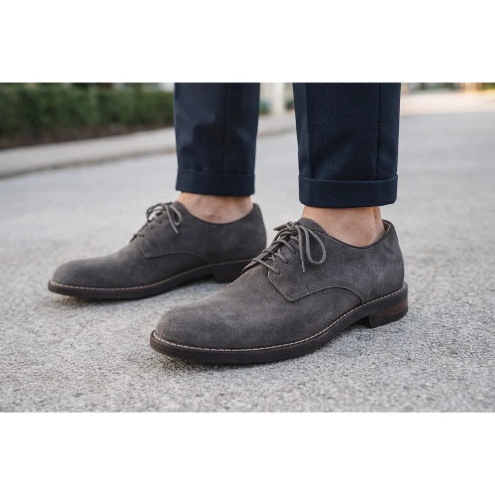 1901 Nordstrom Mens Gray Suede‎ Derby Shoes Lace Up Oxford Size 11.5 M